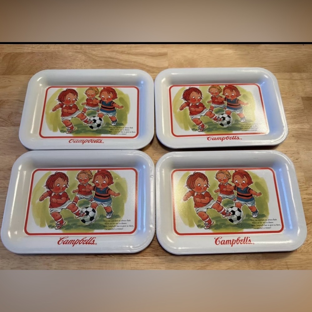 Vintage Campbell Soup 1997 Set Of 4 Kids Snacks Trays